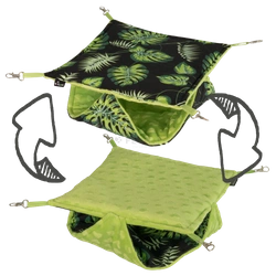 Hamak piętrowy typu plaster miodu w liście na czarnym tle