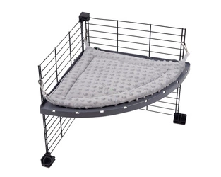 Narożny hamak półokrągły z szarego polaru minki dla szczura