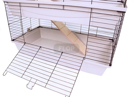 Piętrowa klatka dla dorosłych szczurów 100x55x(h)93cm - szare kuwety, srebrne kraty