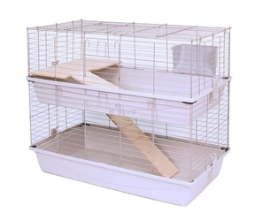 Piętrowa klatka dla dorosłych szczurów 100x55x(h)93cm - szare kuwety, srebrne kraty