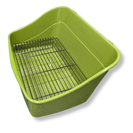 Zielona prostokątna kuweta ze stalową kratką