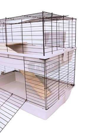 Piętrowa klatka dla dorosłych szczurów 100x55x(h)93cm - szare kuwety, srebrne kraty