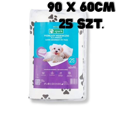 Spark Podkłady jednorazowe pod VetBed 90x60 cm 25 szt. super chłonne FLOP dla szczura