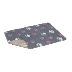 Vetbed® Non-Slip S - szary w różowe i białe łapki
