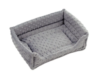 Prostokątne legowisko z wyjmowaną poduchą z szarego polaru minki dla szczura