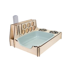 Kuwetopaśnik z uchwytem na poidło i miseczki (miętowa kuweta)