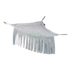 Narożny hamak z parawanem / frędzelkami  z szarego polaru minki dla szczura