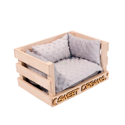 Ażurowe legowisko z wodoodporną poducha z szarego polaru minki i mini podusiami dla szczurów