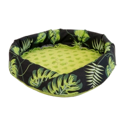 Zakręcone legowisko w liście na czarnym tle