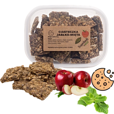Ciasteczka jabłko-mięta pudełko ok.90g dla szczura