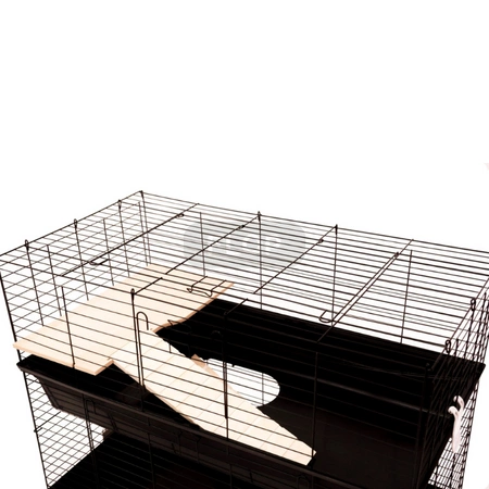 Piętrowa klatka dla dorosłych szczurów 100x55x(h)93cm - czarne kuwety, czarne kraty