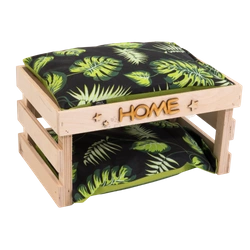 Ażurowy domek z wodoodpornymi poduchami w liście na czarnym tle  FLOP dla szczurów