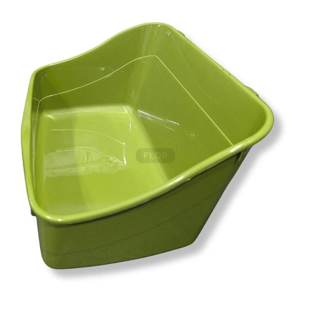 Zielona prostokątna kuweta z możliwością podwieszenia na ściance klatki