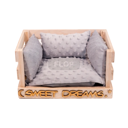 Ażurowe legowisko z wodoodporną poducha z szarego polaru minki i mini podusiami dla szczurów