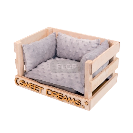 Ażurowe legowisko z wodoodporną poducha z szarego polaru minki i mini podusiami dla szczurów