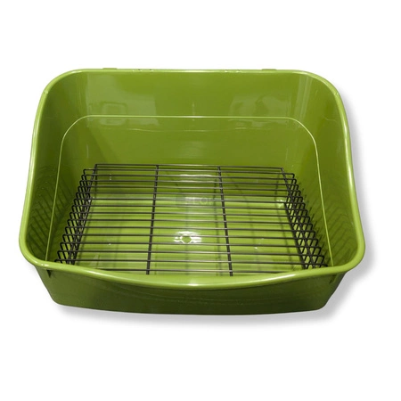 Zielona prostokątna kuweta ze stalową kratką